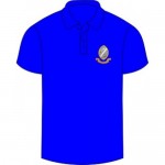 Blue polo shirt with school badge