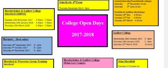 Year 11 – College open days