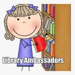 Library Ambassadors - Clip art of a child removing a book from a shelf